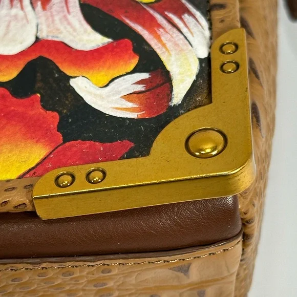 NWT - Beautiful Sharif Safari Orchid Flap-Over Crossbody with Lion's Head Detail